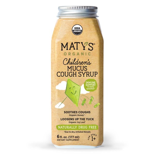 Maty's Organic Children's Mucus Cough Syrup, Made with Organic Honey, Thyme & Ginger - 6 fl oz.
