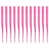 SWACC 12 Pcs Straight One Color Party Highlights Clip on in Hair Extensions Colored Hair Streak Synthetic Hairpieces (Neon Pink)