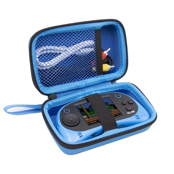 E-MODS GAMING Hard Carrying Case 16 Bit RS8M Handheld Game - Portable Travel Storage Bag for 2.8" Touchscreen Toy Smartphone Holds Charging Cable And Headphones. (Blue)