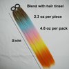 CliCling 28 inch Colorful Ponytail Extensions with Hair Tinsel,2 Packs 5 Colors Braiding Hair Extensions with Hair Tie, Fake Pony Tail Hair Extensions for Braids Rainbow Festival Rave Crazy Hair Day