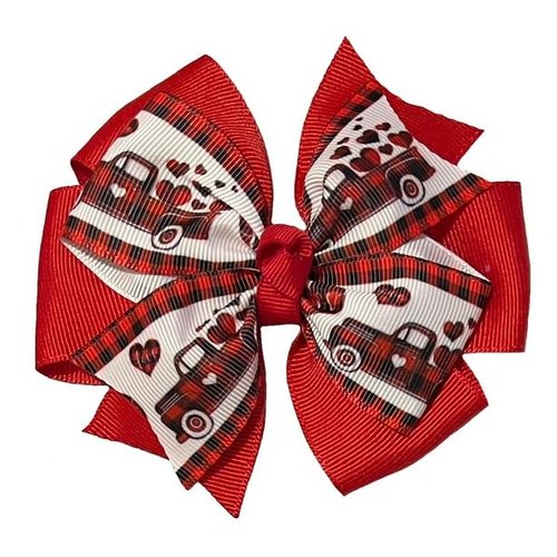Valentine's Day Truck Pinwheel Hair Bow