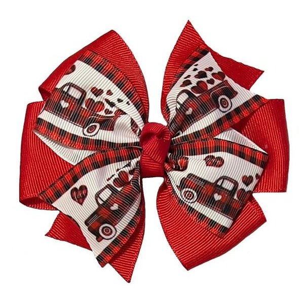 Valentine's Day Truck Pinwheel Hair Bow
