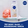 NIVEA Refreshing White Peach and Jasmine Body Wash, Scented Body Wash with Nourishing Serum, Plant-Derived Oils, Essential Skin Lipids and Vitamins, 20 Fl Oz Bottle