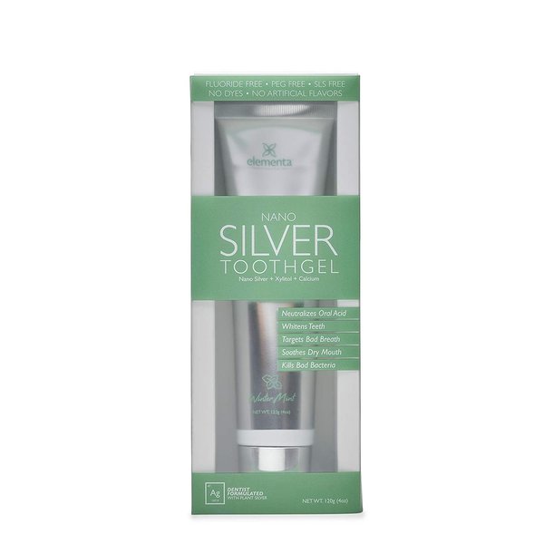 Elementa Silver TOOTHGEL Wintermint Flavor | Nano Silver 5 in 1 Teeth Whitening Gel 4 Fl oz | Dentist Formulated All Natural | Professional Whitening Toothgel | Kills Bacteria | Whitens Teeth