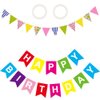GOSUOA Colorful Happy Birthday Banner with 12Pcs Pennant Banner Flags,Paper Happy Birthday Bunting Banner for Kids Adults Birthday Party Supplies