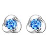 Clover Stud Earrings,925 Hypoallergenic Sterling Silver Earring for Sensitive Ears, Blue Cubic Zirconia,Ideal Gift for Women,Girl,Kids.