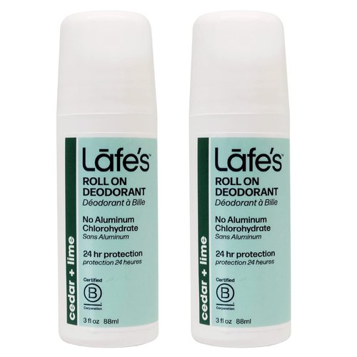 Lafe's Natural Deodorant | 3oz Roll-On Aluminum Free Natural Deodorant for Men & Women | Paraben Free & Baking Soda Free with 24-Hour Protection | Cedar & Lime - Formerly Fresh | 2 Pack | Packaging May Vary