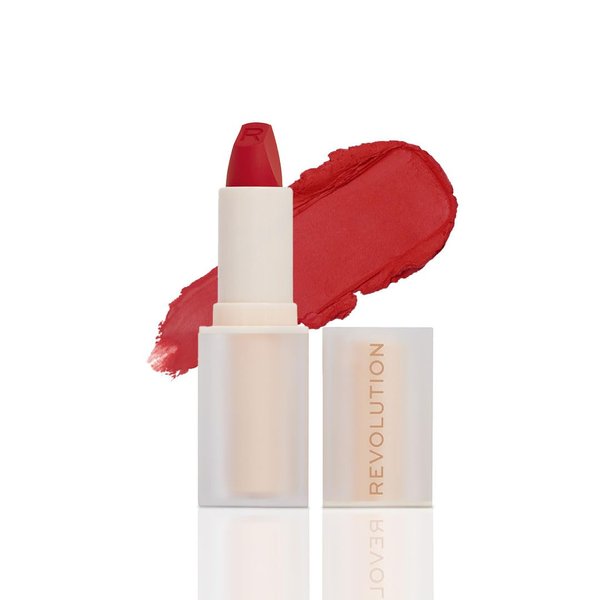 Revolution Beauty, Lip Allure Soft Satin Lipstick, Highly Pigmented & Smudge Proof, Long Lasting Creamy Satin Finish, Contains Vitamin E, Vibe Red, 0.11 Oz