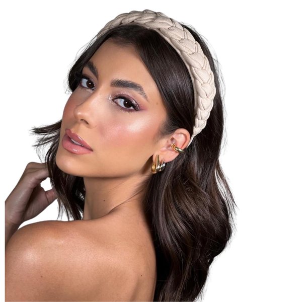 Braided White Headband for Women - Non Slip Hair Bands Hair Accessory Gift for Women