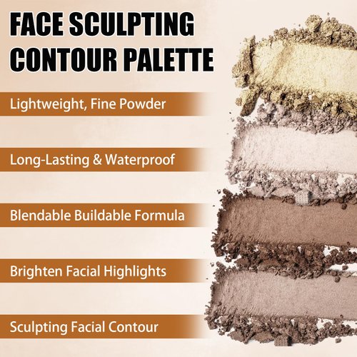 WALULAN Brown Face Contour Palette,Stereo for Face Retouching, Eye Shadow Matte Highlighting Shadow Finish Palette, Natural，Low Saturation Makeup Contour Face Palette