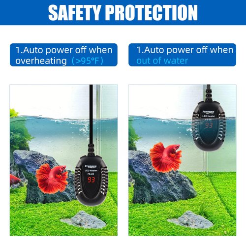 FREESEA Aquarium Fish Tank Heater: 100W Small Submersible Turtle Heater with Adjustable Temperature External Controller for Betta | Saltwater | Freshwater | 10-20 Gallon