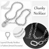 Long tiantian Chunky Necklaces for Women Silver Punk Statement Necklace Chunky Gold Necklace for Women Trendy Layered Cuban Link Necklaces for Women Christmas Gifts 2024Silver