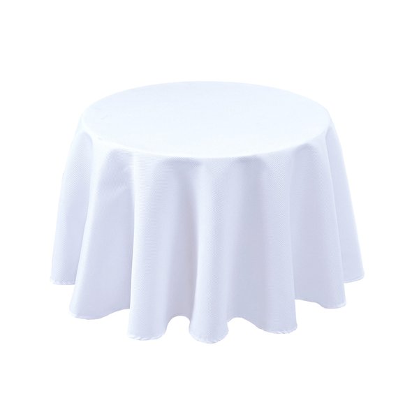 Biscaynebay Textured Fabric Tablecloths Round 60 Inches for Tables' Diameters from 20" to 40", White Water Resistant Tablecloths for Dining, Kitchen, Wedding & Parties, etc. Machine Washable