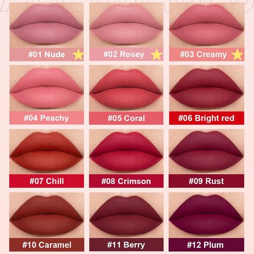 AMY'S DIARY Matte Plum Liquid Lipstick 3Pcs Sets,24-hour Lipstick Dark Deep Maroon Purple Brown Plum Red Lip Stain 24 Smudge Waterproof for Women (A#)