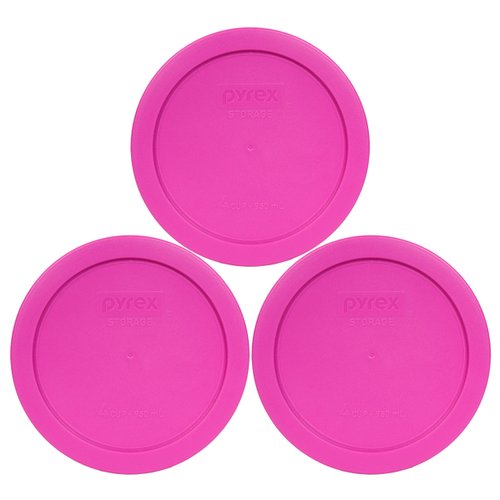 Pyrex 7201-PC Round 4 Cup Storage Lid for Glass Bowls (3, Pink)