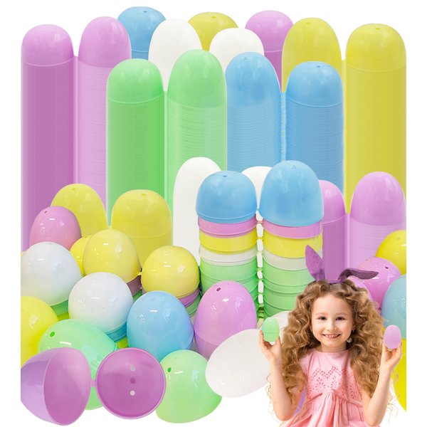 The Dreidel Company Fillable Easter Eggs, Pastel Colorful Bright Plastic Easter Eggs with Hinge, Perfect for Easter Egg Hunt, Surprise Egg, Easter Hunt,2.25" Fillable Eggs (100-Pack)