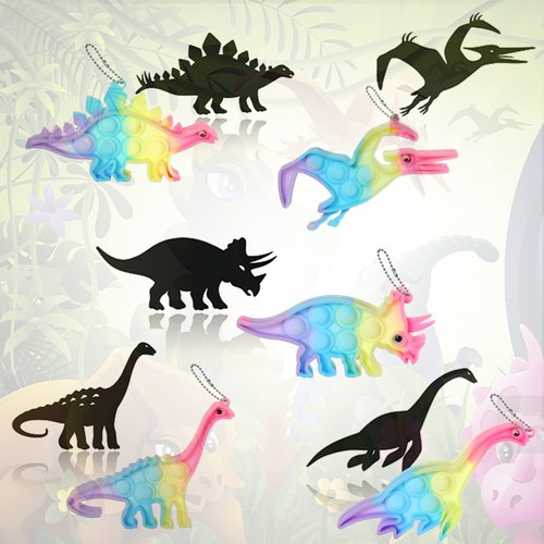 12 PCS Dinosaur Mini Pop Keychain Fidget Toys,Easter Eggs Stuffers Fillers,Easter Basket Stuffers for Boys & Girls,Pop Fidget Party Favors for Kids,Birthday Goodie Bag Stuffers,Kids Classroom Prizes