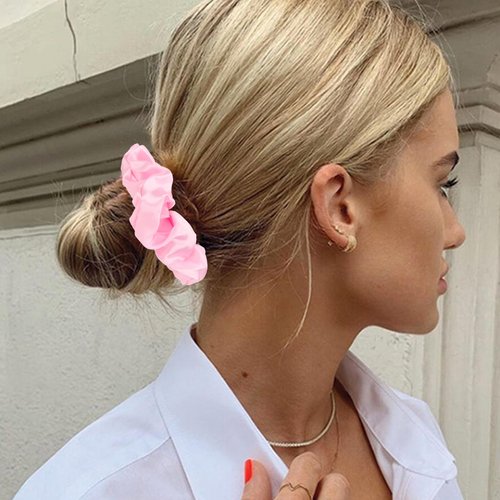 Jaciya 12 Packs Pink Hair Scrunchies Satin Scrunchy Elastic Band Hair Bobbles Scrunchies Hair Ties Ponytail Holder Hair Accessories for Women Girls