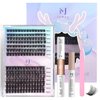 JoMay DIY Lash Extensions Kit Lash Clusters 280 PCS Eyelash Extension Kit Cluster Lashes Kit Eyelash Clusters Bond and Seal Waterproof Lash Glue Remover for DIY Lash Extensions (D-14,8-16MIX)