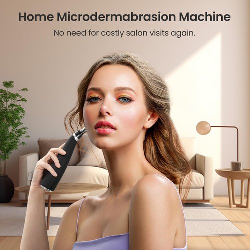 UNOISETION Diamond Microdermabrasion Machine, Handheld Facial Dermabrasion Device, Portable Microdermabrasion Tool with 12 Diamond Tips, Blackhead Removal for Home Travel
