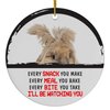 Funny Peeking Every Snack You Make Cream English Angora Rabbit Christmas Ornament - White Circle Ceramic Decoration - Keepsake Gifts for Rabbit Lovers