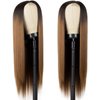 SOUTHEARTH Ombre Brown Wig for Women Long Straight Wigs Side Part Synthetic Wig for Daily Party Use