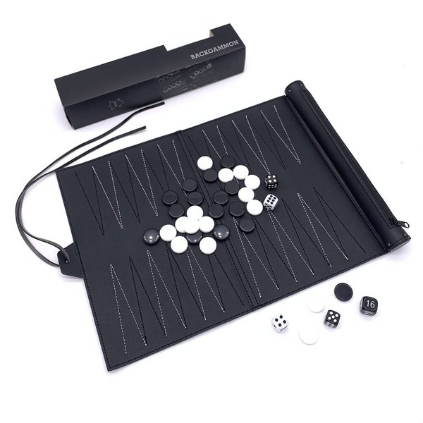 Roll-Up Travel Backgammon Games, Foldable Board Games, PU Travel Game, Portable Lightweight Backgammon Game Set