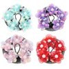 4PCS Girls Ballet Bun Covers Flower with Pearl Shaped Dance Snood Hair Net Accessories Mesh String Bobbles Elastic Band for Dancers Skating
