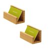 enyuwlcm 2 Pack Bamboo Wood Desktop Business Card Holder Display for Desk Sturdy Business Card Stand for Office Tabletop Counter Organizer
