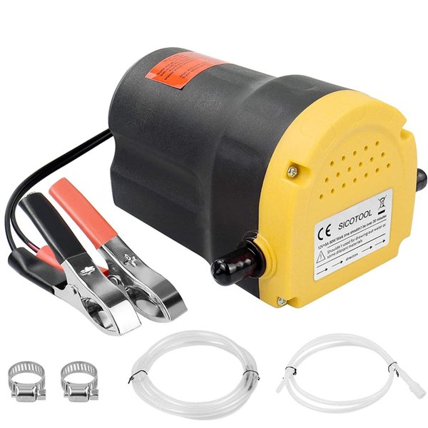 Upgraded 80W Oil Change Pump Extractor SICOTOOL 12v Diesel Fluid Scavenge Suction Oil Transfer Pump with Hose for Car Boat Motorbike Truck ATV and Other Vehicles.