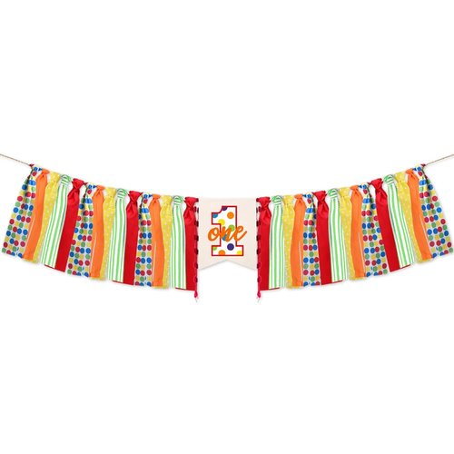 High Chair Banner One Year Old Birthday Decoration, Burlap Red Sesame Street Theme Birthday Party Decorations, First Birthday Party Supplies