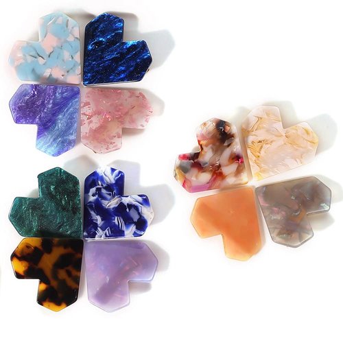 12Pcs Acrylic Resin Heart Hair Clips Hair Barrettes Colorful Hair Styling Alligator Clips Bangs Hairpins Fashion Decorative Hair Accessories for Women and Girls, Random Color