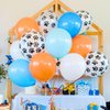 Dog Paw Orange and Blue Balloons,12 Inch Paw Print Orange Retro Blue Teal Ivory White Balloons with Ribbon,for Boys Paw Birthday Baby Shower Graduation Engagement Blue and Orange Party Decorations