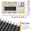 SEEDEW 3D Lash Extensions, 0.07mm C Curl MIX8-15mm 12 Rows/Tray, W Shape Flat Stem, Korean PBT Natural Eyelash Grafting for Beginner Artist, Lash Tech, Beauty Salon(3D-Matte Black-0.07-C-MIX8-15mm)