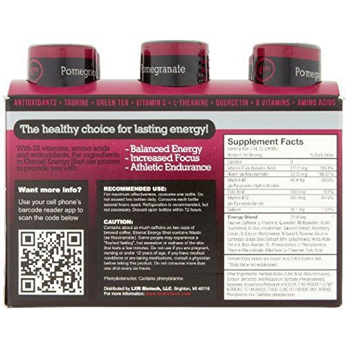 Eternal Energy Premium Energy Shot (Pomegranate, 6 count, Pack of 3)