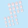 RUPOFUZA Acrylic Press on Nails Short Square Fake Nails White Ombre Glue on Nails Short False Nails with Flower Gloss Designs Nails Press on Artificial Nails Stick on Nails for Women 24Pcs