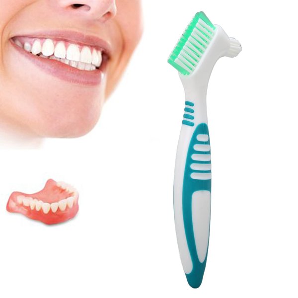 FILFEEL Denture Brush, Plaque Removal Effective Cleaning Prevent Dental Calculus False Teeth Toothbrush - Double Sided Bristles