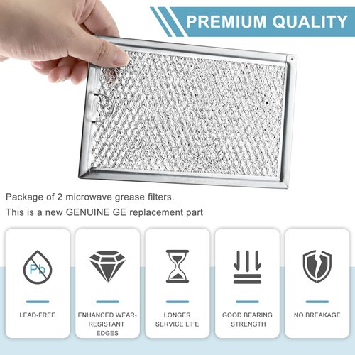 Microwave Oven Grease Filter WB06X10309 Compatible with GE WB06X10359 Microwave Filter Replacement Parts by AMI PARTS- 7-5/8 x 5 x 3/32 Inch 2 Packs