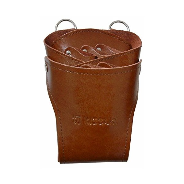Kissaki Brown Genuine Leather Hair Scissors Holster Hairstylists Cosmetologist Tool Pouch