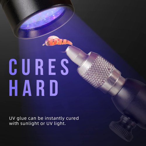 GREATFISHING Fly Tying UV Clear Glue and Power Light Combo Three Bottles Thick Thin and Soft +12 LED Light for Building Flies Heads Bodies Wings and Gluing Eyes