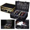 Professional Barber Case with Code Lock, Luxury Portable Barber Carrying Case, Salon Hair Cutting Storage Organizer, Stylist Tool Box Traveling Suitcase for Clippers Trimmers Blades Shears Combs (Black)