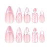 Foccna Press on Nails Medium Long Pearl Pink Fake Nails Almond Glossy 3D False Nail Tips Artificial Nails French Finger Manicure for Women and Girls-24pcs