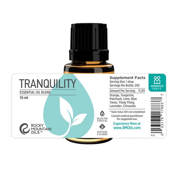 Rocky Mountain Oils Tranquility Essential Oil Blend - 100% Pure and Natural Essential Oils for Diffuser, Topical, and Home - Essential Oils to Promote Restful Nights - 15ml