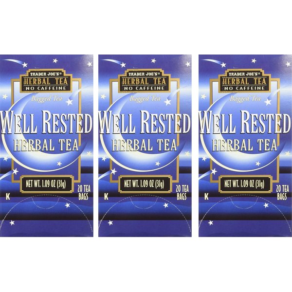 Trader Joe's Well Rested Herbal Tea No Caffeine 1.09 oz (Pack of 3)