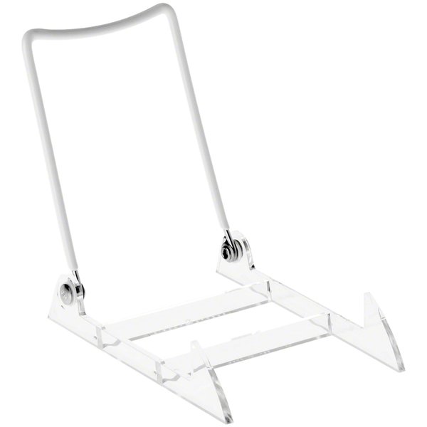 GIBSON HOLDERS 3PL Adjustable White Wire and Clear Acrylic Display Easel, 4" W x 5.5" D x 5.5" H, Pack of 6