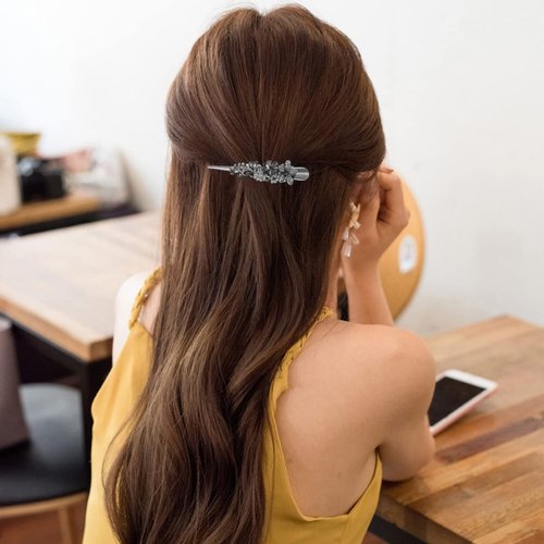 Kichvoe Bobby Pin Vintage Alligator Hair Clips Retro Duckbill Metal Clips Rhinestone Billed Hair Barrettes For Women Girl Hair Accessories Flower Hair Clip