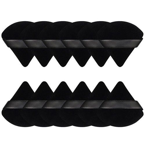 12 Pieces Powder Puffs for Face Powder Triangle Powder Puff Makeup Sponge for Loose Powder Soft Foundation Sponge Setting Powder Puff Beauty Blender Makeup Tool(Black)