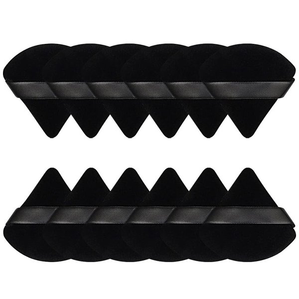 12 Pieces Powder Puffs for Face Powder Triangle Powder Puff Makeup Sponge for Loose Powder Soft Foundation Sponge Setting Powder Puff Beauty Blender Makeup Tool(Black)