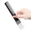Waldd 3 Packs Teasing Comb with Metal Pick Combs for Women Hair Pick Comb for Hairstylist (3pcs black)