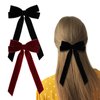 2PCS Handmade Velvet Bow Hair Clips, Hair Accessories for Women Girls, Elegant Hair Ties Hair Styling Accessories, Hair Band Set, Gifts for Mom, Yoga Outdoor Headdress Decor (Black and Red)